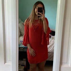 red long sleeve dress